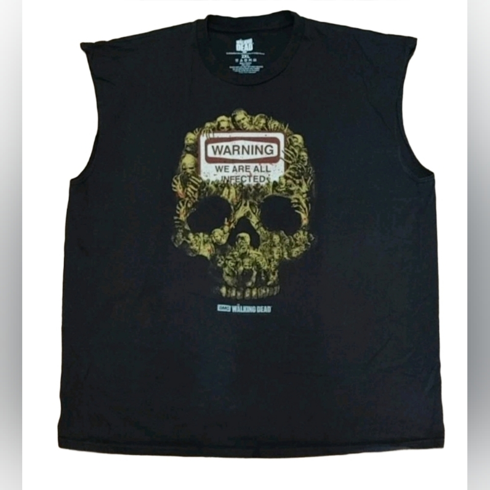 2016 AMC The Walking Dead Zombie Walkers Faces Print Sleeveless T-Shirt (2XL)
